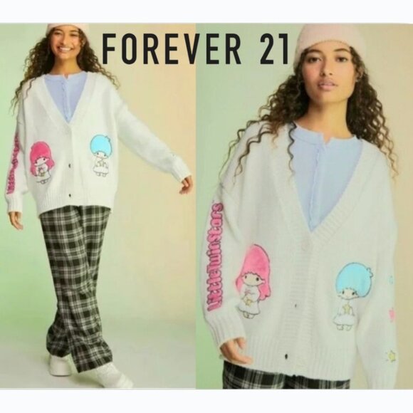 Forever 21 Sweaters - 𝗙𝗢𝗥𝗘𝗩𝗘𝗥 𝟮𝟭 Sanrio X Little Twin Stars Knit Cardigan Sweater